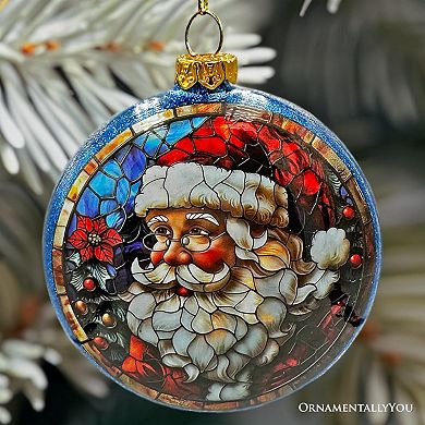 Wonderful Santa Claus Stained Glass Christmas Ornament, Holiday Tree Portrait Decor