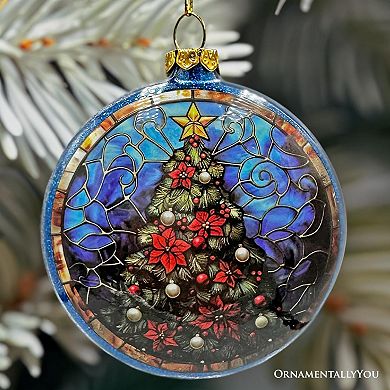 Wonderful Santa Claus Stained Glass Christmas Ornament, Holiday Tree Portrait Decor