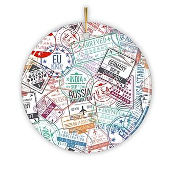 Travel Stamp Pattern Ornament