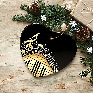 Elegant Gold Music Note Piano Keys Ornament