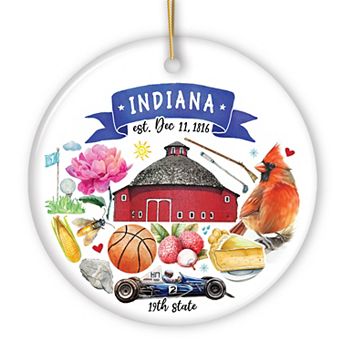 Artistic Indiana State Themes and Landmarks Christmas Ornament
