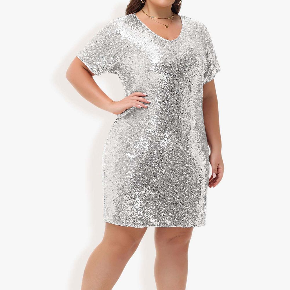 short grey sparkly dress Miss Me Sequin Mini Dress | SILVER | Womens