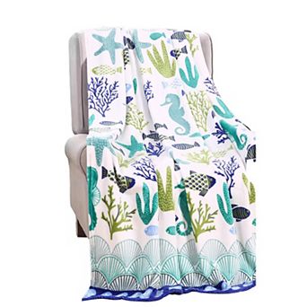 Nautical Ocean Coral Plush All Season Decorative Throw Blanket
