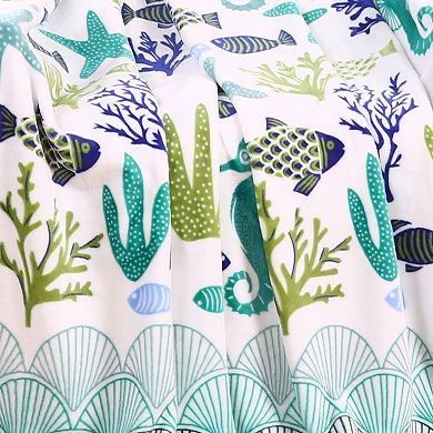 Nautical Ocean Coral Plush All Season Decorative Throw Blanket