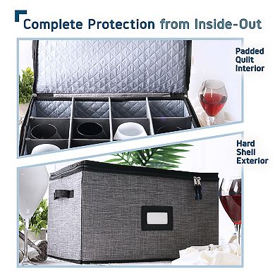 2 Piece Hard Shell Stemware Storage Case for Wine Glasses