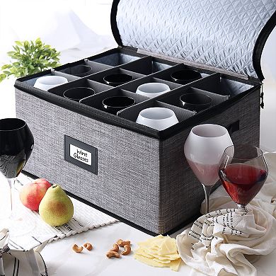 2 Piece Hard Shell Stemware Storage Case for Wine Glasses