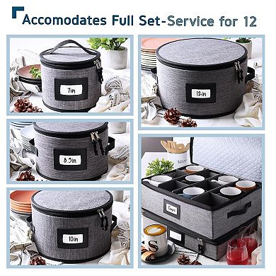 5 Piece Hard Shell Fine China Dinnerware & Cup Storage