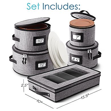 5 Piece Hard Shell Fine China Dinnerware & Cup Storage