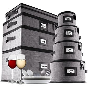 8 pc Hard Shell Complete Dinnerware Storage set