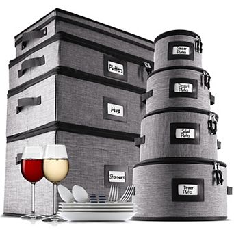 8 pc Hard Shell Complete Dinnerware Storage set