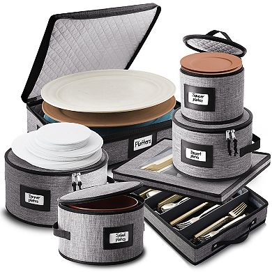 8 Piece Hard Shell Complete Dinnerware Storage set