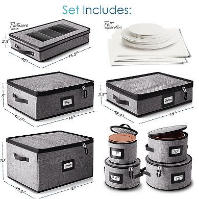 8 Piece Hard Shell Complete Dinnerware Storage set
