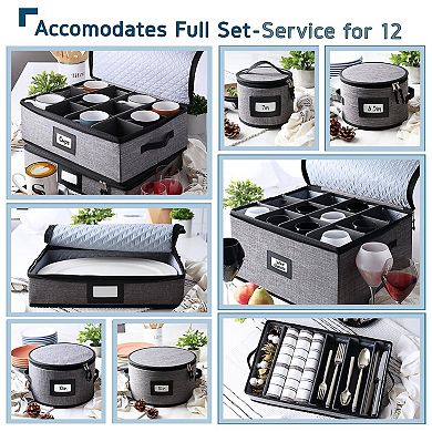 8 Piece Hard Shell Complete Dinnerware Storage set