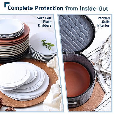 4 Piece Hard Shell Fine China Dinnerware Plates Storage