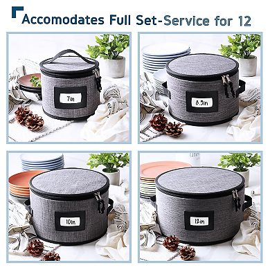 4 Piece Hard Shell Fine China Dinnerware Plates Storage