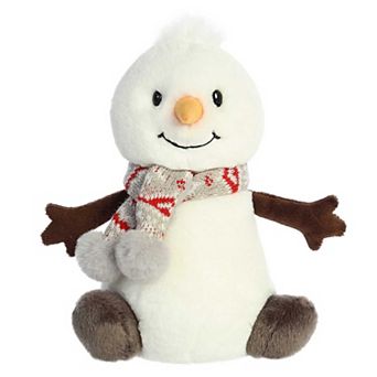 Aurora Medium White Holiday Land Of Lils 10" Wren Snowman With Scarf Festive Stuffed Animal
