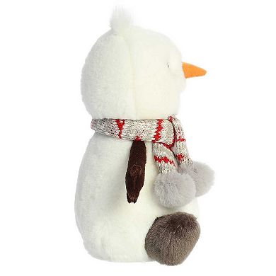 Aurora Medium White Holiday Land Of Lils 10" Wren Snowman With Scarf Festive Stuffed Animal