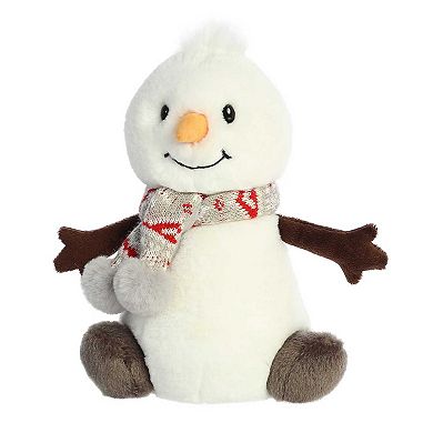 Aurora Medium White Holiday Land Of Lils 10" Wren Snowman With Scarf Festive Stuffed Animal