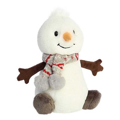 Aurora Medium White Holiday Land Of Lils 10" Wren Snowman With Scarf Festive Stuffed Animal