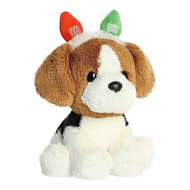 Aurora Small Brown Holiday Cheer 8.5" Brody Beagle Festive Stuffed Animal
