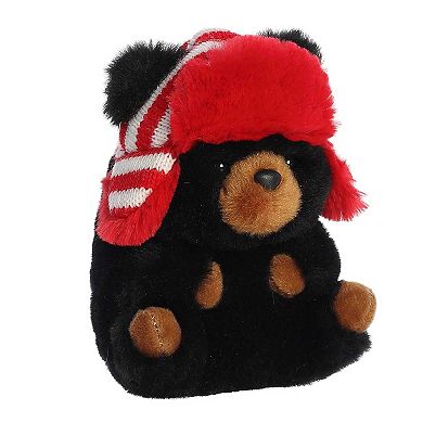 Aurora Mini Black Rolly Pet 5" Blake Black Bear Festive Stuffed Animal