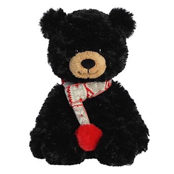 Aurora Large Black Holiday Bundled Bear 14" Erik Festive Stuffed Animal