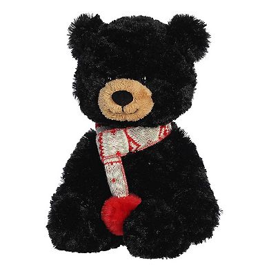 Aurora Large Black Holiday Bundled Bear 14" Erik Festive Stuffed Animal