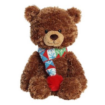 Aurora Large Brown Holiday Bundled Bear 14" Sven Festive Stuffed Animal