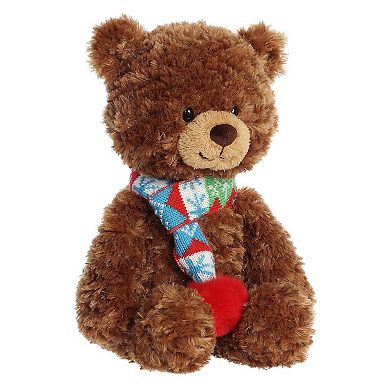 Aurora Large Brown Holiday Bundled Bear 14" Sven Festive Stuffed Animal