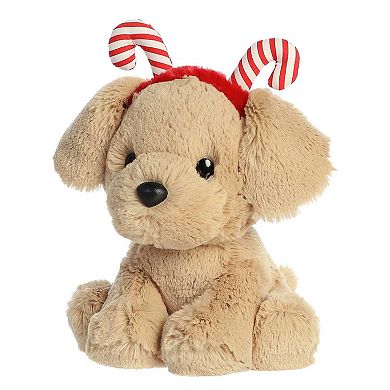 Aurora Small Brown Holiday Cheer 8.5" Buddy Yellow Lab Festive Stuffed Animal