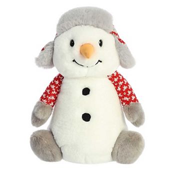 Aurora Medium White Holiday Land Of Lils 10" Aspen Snowman With Hat Festive Stuffed Animal