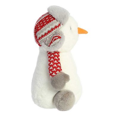 Aurora Medium White Holiday Land Of Lils 10" Aspen Snowman With Hat Festive Stuffed Animal