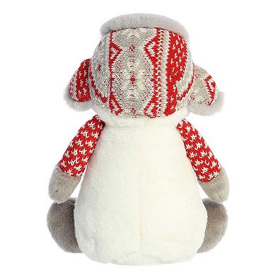 Aurora Medium White Holiday Land Of Lils 10" Aspen Snowman With Hat Festive Stuffed Animal