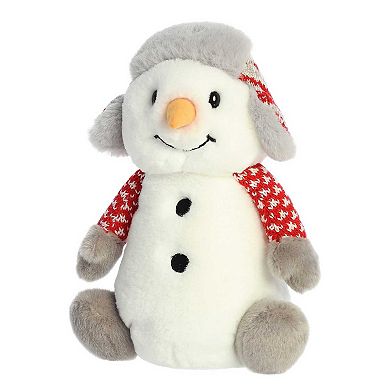 Aurora Medium White Holiday Land Of Lils 10" Aspen Snowman With Hat Festive Stuffed Animal