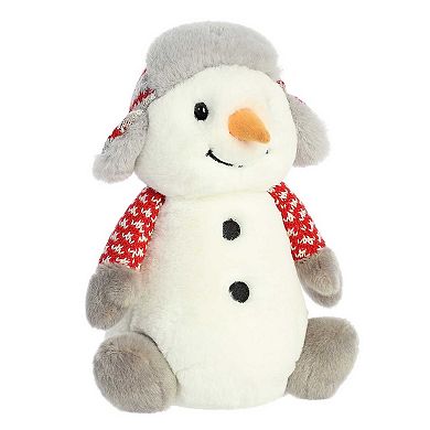 Aurora Medium White Holiday Land Of Lils 10" Aspen Snowman With Hat Festive Stuffed Animal