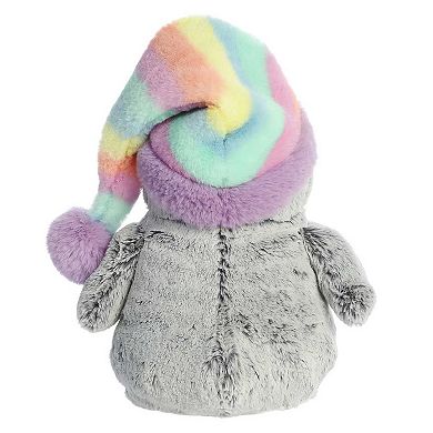 Aurora Small Gray Pompom Penguin 9" Pom Pom Rainbow Hat Festive Stuffed Animal