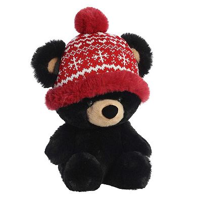 Aurora Large Black Holiday 13" Baby Bear Bucky Festive Stuffed Animal