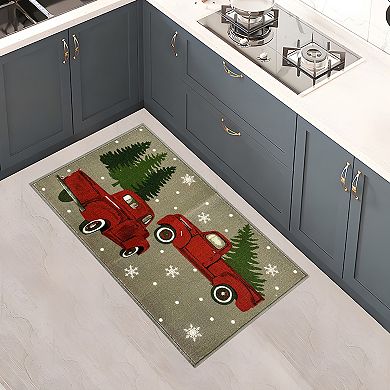 Holiday Truck Grey High Quality, Premium, And Luxurious Kitchen Rug