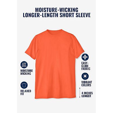 KingSize Men's Big & Tall No Sweat Longer-Length Short Sleeve Crewneck Tee