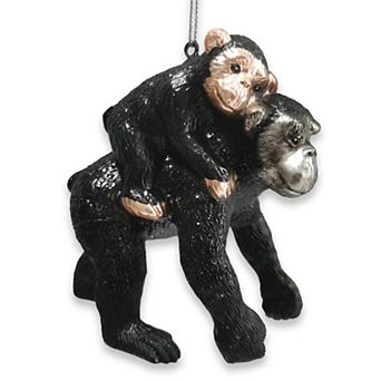 Charming Charming Gorilla Family Kinship Glass Ornament, Mother and Baby Animal Christmas Tree Decor