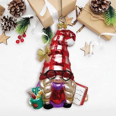 Festive Teacher Glass Christmas Ornament