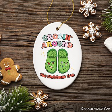 Crocin’ Around The Christmas Tree Joyfully Funny Christmas Ornament, Oval