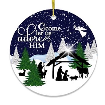 O Come Let us Adore Him Nativity Birth of Christ Christmas Ornament