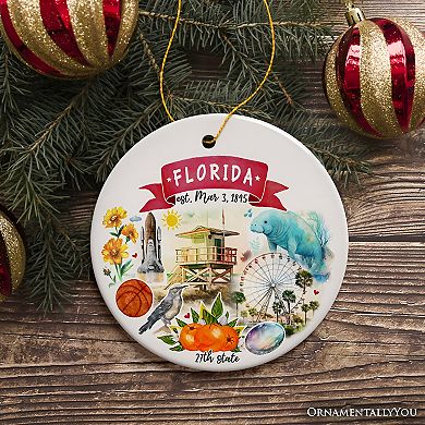 Artistic Florida State Themes and Landmarks Christmas Ornament