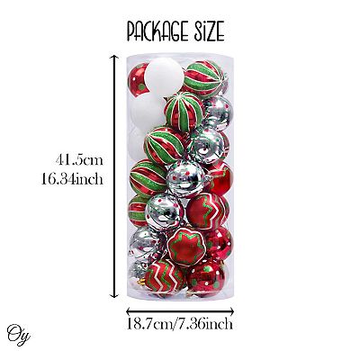 Playfully Patterned Christmas Ornament Bauble Set, 35 Round Holiday Balls