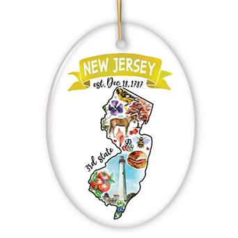 Artistic New Jersey State Themes and Landmarks Christmas Ornament
