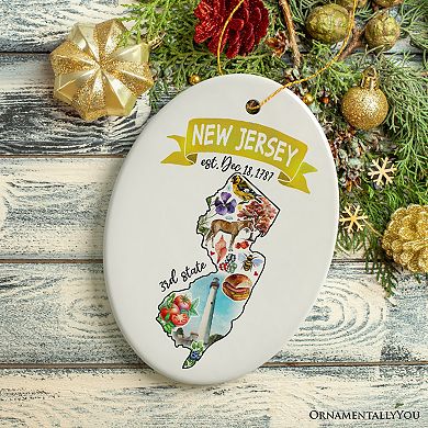 Artistic New Jersey State Themes and Landmarks Christmas Ornament