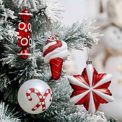 Sweets and Candy Theme Christmas Ornament Bundle, Assorted 60 Bauble Candies, Ice Cream, and Donut