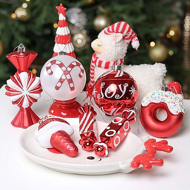 Sweets and Candy Theme Christmas Ornament Bundle, Assorted 60 Bauble Candies, Ice Cream, and Donut