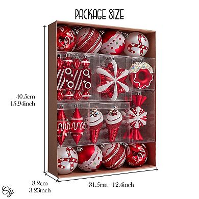 Sweets and Candy Theme Christmas Ornament Bundle, Assorted 60 Bauble Candies, Ice Cream, and Donut